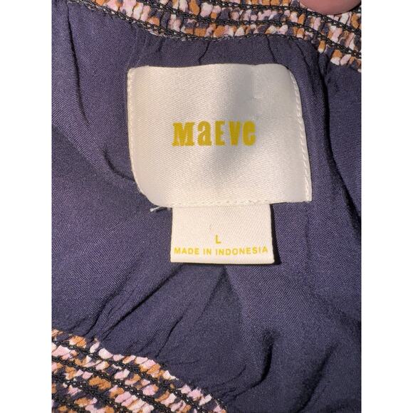 Anthropologie Maeve Boho Paisley Mini Dress Sz Large Smocked Tunic Hippie Chic - Picture 8 of 10